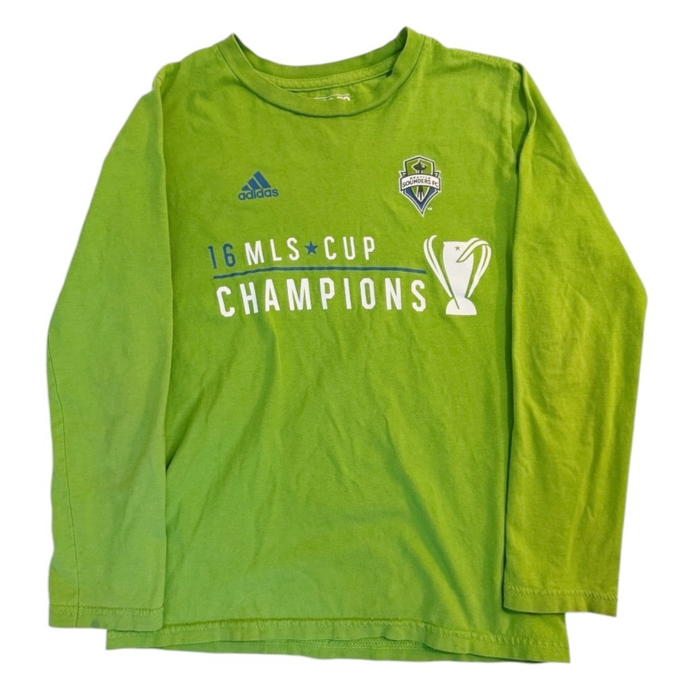 Adidas Kids Seattle Sounders MLS Cup Champions Long Sleeve Tee Size Small